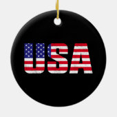 アメリカ愛国的なアメリカ国旗の女男性へ性キッズボーイ セラミックオーナメント (裏面)