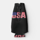 アメリカ愛国的なアメリカ国旗の女男性へ性キッズボーイ ボトルクーラー (裏面)