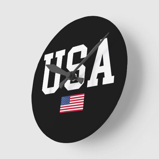 アメリカ愛国的なアメリカ国旗の女男性へ性キッズボーイ ラウンド壁時計 (傾斜)