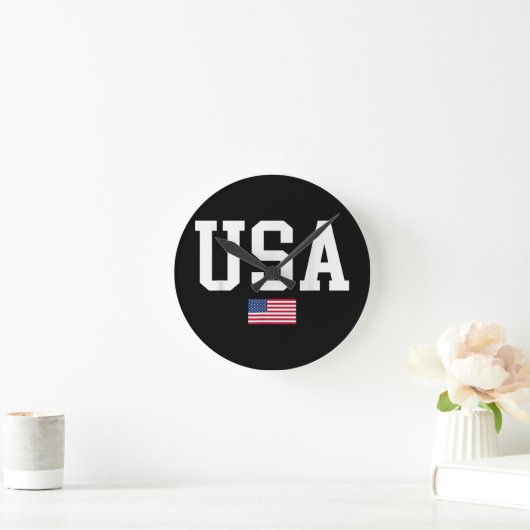 アメリカ愛国的なアメリカ国旗の女男性へ性キッズボーイ ラウンド壁時計 (ホーム)