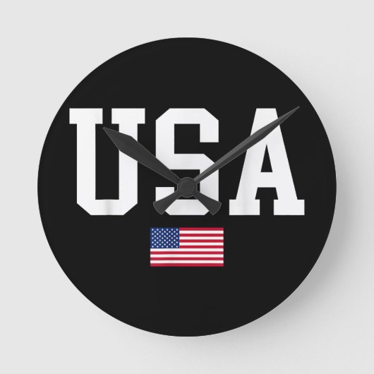 アメリカ愛国的なアメリカ国旗の女男性へ性キッズボーイ ラウンド壁時計 (正面)