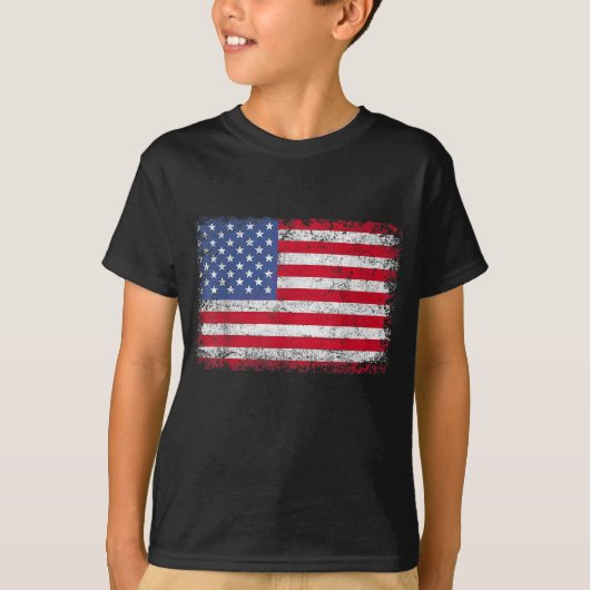 アメリカ愛国的なアメリカ国旗の女男性へ性キッズボーイ Tシャツ (正面)