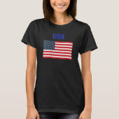 アメリカ愛国的なアメリカ国旗の女男性へ性キッズボーイ Tシャツ (正面)