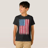 アメリカ愛国的なアメリカ国旗の女男性へ性キッズボーイ Tシャツ (正面フル)