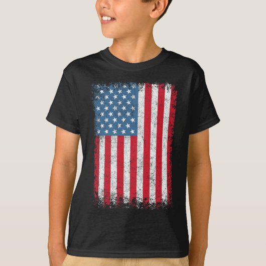 アメリカ愛国的なアメリカ国旗の女男性へ性キッズボーイ Tシャツ (正面)