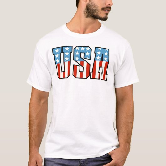 アメリカ愛国的なアメリカ国旗の紋章 Tシャツ (正面)