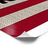 アメリカ愛国的なアメリカ国旗リネン書道文字 ポスター (コーナー)