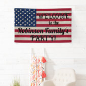 アメリカ愛国的なアメリカ国旗リネン書道文字 横断幕 (インサイチュ)