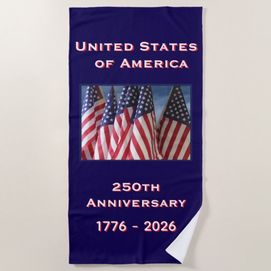 アメリカ愛国的なアメリカ国旗250周年記念 ビーチタオル (正面)