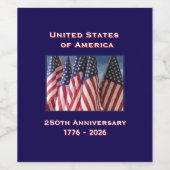 アメリカ愛国的なアメリカ国旗250周年記念 ワインラベル (シングルラベル)