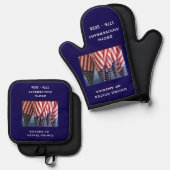 アメリカ愛国的なアメリカ国旗250周年記念 鍋つかみ&鍋敷きセット (正面/裏面)