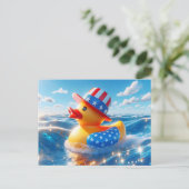 アメリカ愛国的なイエローゴムアヒル ポストカード (スタンド正面)