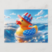 アメリカ愛国的なイエローゴムアヒル ポストカード (正面)