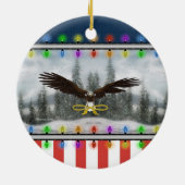 アメリカ愛国的なイーグルラウンドクリスマスオーナメント セラミックオーナメント (裏面)