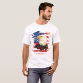 アメリカ愛国的なイーグル国旗とスターTシャツ – WHT Tシャツ (正面フル)
