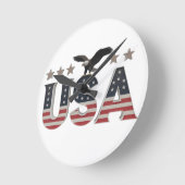 アメリカ愛国的なイーグル+スター国旗のデザインforプライド ラウンド壁時計 (傾斜)