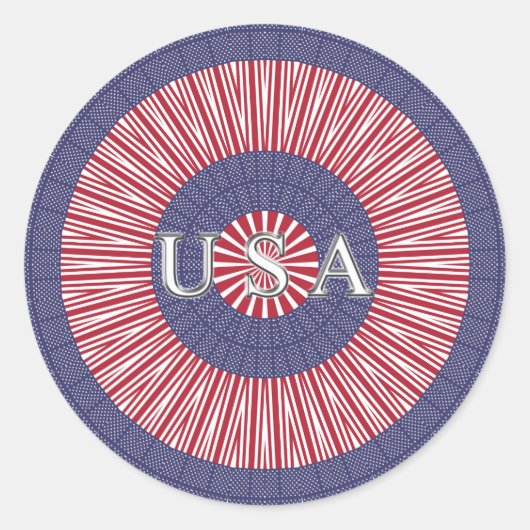 アメリカ愛国的なクラシックラウンドステッカー、光沢 ラウンドシール (正面)
