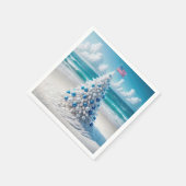 アメリカ愛国的なクリスマスツリーをビーチ スタンダードカクテルナプキン (角)