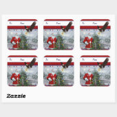 アメリカ愛国的なサンタクリスマスギフトラベルシール スクエアシール (シート)