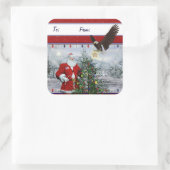 アメリカ愛国的なサンタクリスマスギフトラベルシール スクエアシール (バッグ)