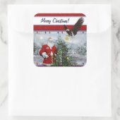 アメリカ愛国的なサンタメリークリスマスギフトシール スクエアシール (バッグ)