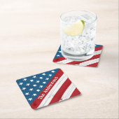 アメリカ愛国的なスターストライプズ国旗の名素朴前 スクエアペーパーコースター (インサイチュ)