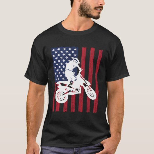 アメリカ愛国的なディルトバイクモトクロスフード付きスウェットシャツ Tシャツ (正面)