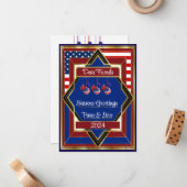 アメリカ愛国的なデコクリスマスカード ノートカード (正面/裏面インサイチュ)