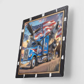 アメリカ愛国的なトラックイーグルウルフ スクエア壁時計 (傾斜)