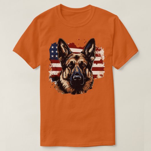 アメリカ愛国的なドイツの羊飼い犬 Tシャツ (デザイン正面)