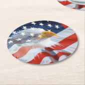 アメリカ愛国的なハゲ国旗 ラウンドペーパーコースター (アングル)