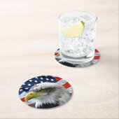 アメリカ愛国的なハゲ国旗 ラウンドペーパーコースター (インサイチュ)