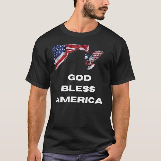 アメリカ愛国的なハゲ・イーグルとアメリカを祝福する Tシャツ (正面)