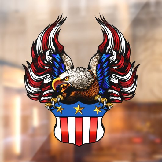 アメリカ愛国的なハゲ・イーグルUSAフラッグ・クレスト・ショップ ウィンドウサイン (シート2)