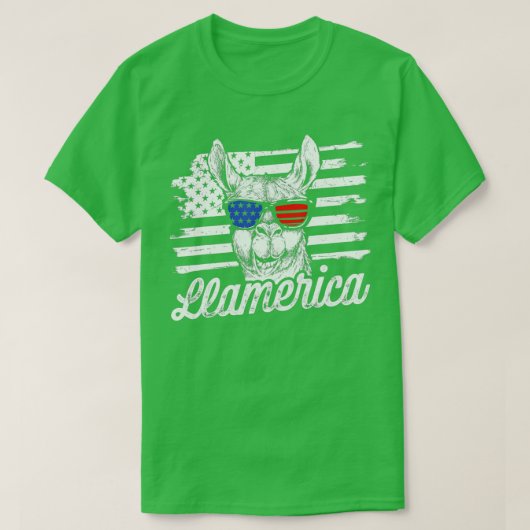 アメリカ愛国的なラマおもしろいラマ7月4日 Tシャツ (デザイン正面)