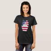 アメリカ愛国的なラマ米国国旗のグラス7月4日アルパ Tシャツ (正面フル)