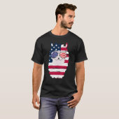 アメリカ愛国的なラマ米国国旗のグラス7月4日Alp Tシャツ (正面フル)