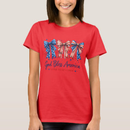 アメリカ愛国的なリボン 7月4日 Tシャツ