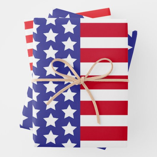 アメリカ愛国的な国旗のスターストライプズ&アメリカ ラッピングペーパーシート (インサイチュ)