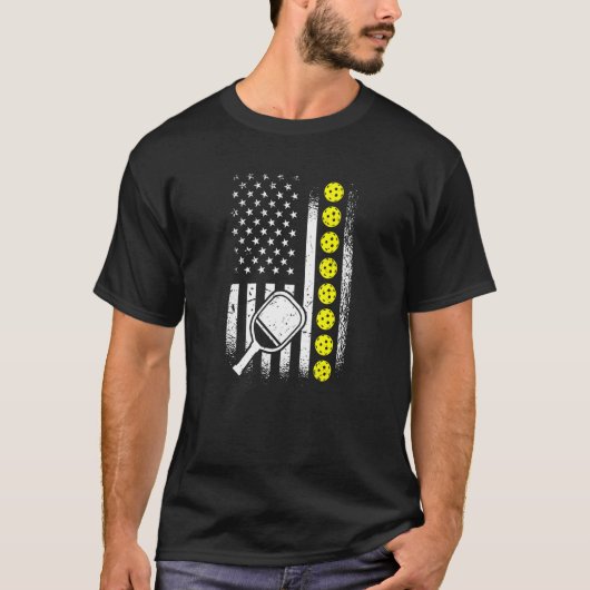 アメリカ愛国的な国旗のピックボール選手 Tシャツ (正面)