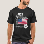 アメリカ愛国的な国旗の世界サッカー Tシャツ (正面)