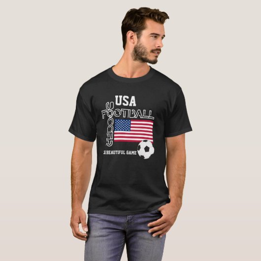 アメリカ愛国的な国旗の世界サッカー Tシャツ (正面フル)
