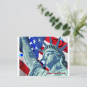 アメリカ愛国的な旗と自由の女神 ポストカード (スタンド正面)