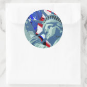 アメリカ愛国的な旗と自由の女神 ラウンドシール (バッグ)