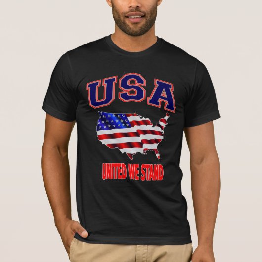 アメリカ愛国的な旗統一されたを立てる Tシャツ (正面)