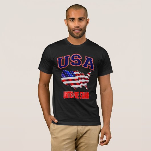 アメリカ愛国的な旗統一されたを立てる Tシャツ (正面フル)