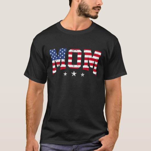 アメリカ愛国的な母の母の日アメリカ国旗4日 Tシャツ (正面)