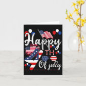 アメリカ愛国的な米国国旗のエイリアン7月4日ハッピー カード (黄色い花)