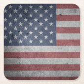 アメリカ愛国的な米国国旗の赤と青 スクエアペーパーコースター (正面)