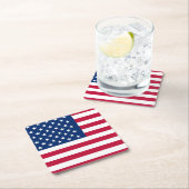 アメリカ愛国的な米国国旗の赤と青 スクエアペーパーコースター (インサイチュ)